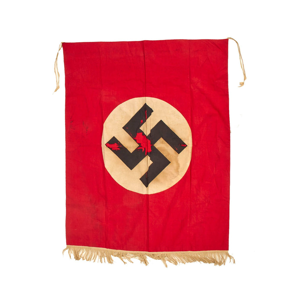 Original German WWII Service Worn NSDAP National Socialist Party Fringed Podium Banner - 29" x 39" Original Items