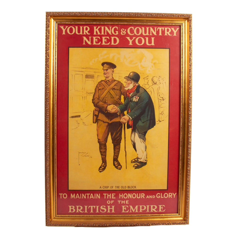 Original British WWI Parliamentary Recruiting Committee Framed Poster “Your King & Country Need You” - 32” x 22.25” Original Items