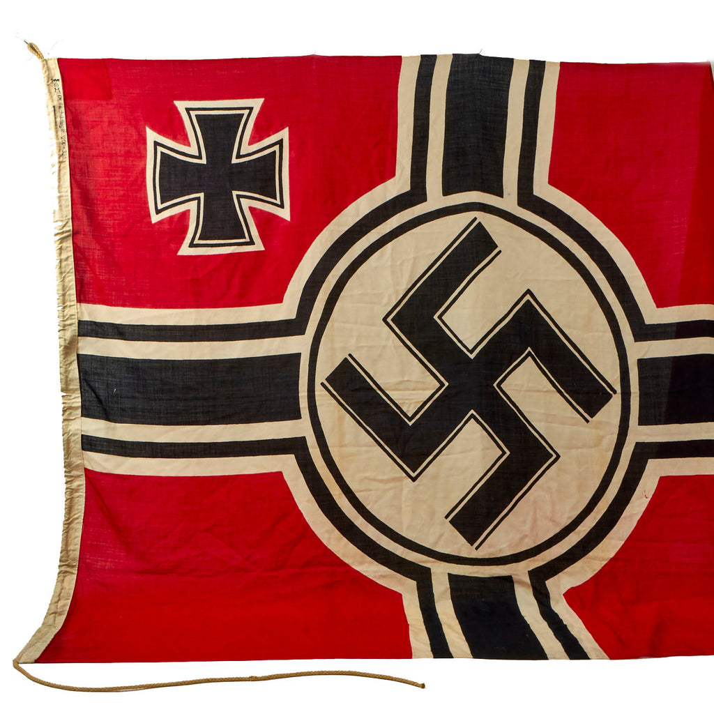 Original German WWII Kriegsmarine 200cm x 335cm Naval Battle Flag by Hannoversche Fahnenfabrik - Reichskriegsflagge Original Items