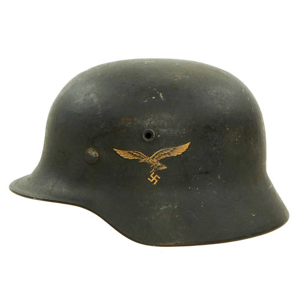 Original German WWII M40 Single Decal Luftwaffe Helmet with Size 56cm Liner - EF64 Original Items