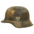 Original German WWII Service Worn M42 Army Heer Single Decal Camouflage Helmet Shell - SE62 Original Items
