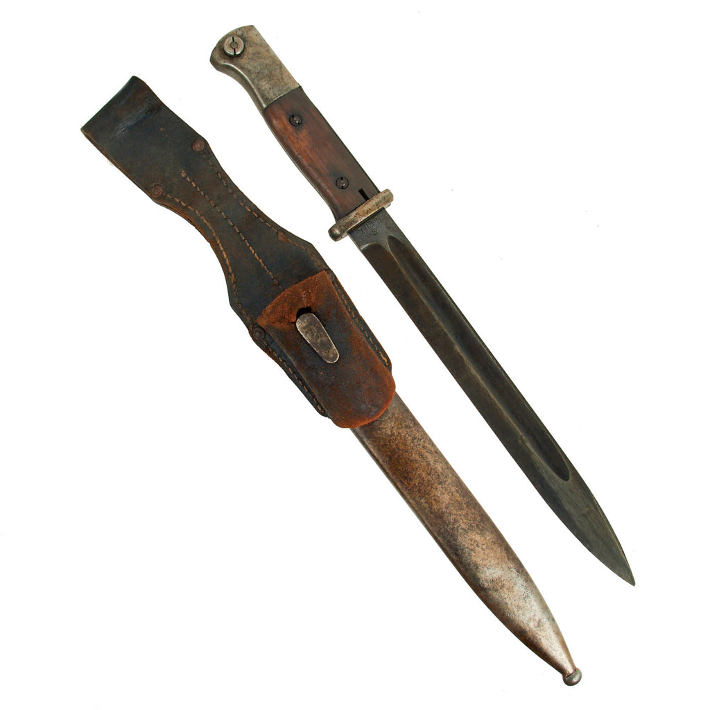 Original German WWII 98k 1942 dated Bayonet by E. & F. Hörster with Scabbard & Frog - Matching Serial 7815 Original Items