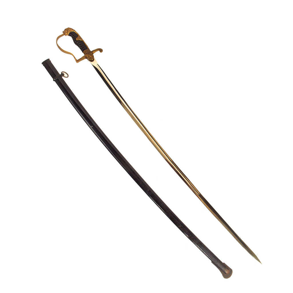 Original German WWII Army Officers Lion Head Sword by F. W. Höller of Solingen with Scabbard Original Items