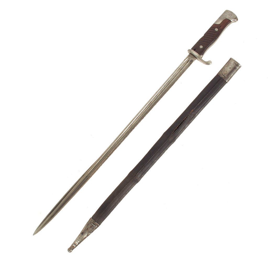 Original German WWI M1898 n/A GEW 98 Bayonet by V.C. SCHILLING dated 1905 with Leather Scabbard - Regiment Marked Original Items