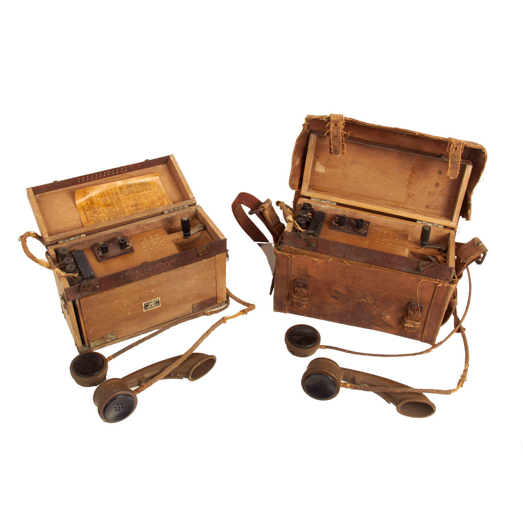 Original Japanese WWII Imperial Japanese Army Type 92 Field Telephones - Set of (2) Units Original Items