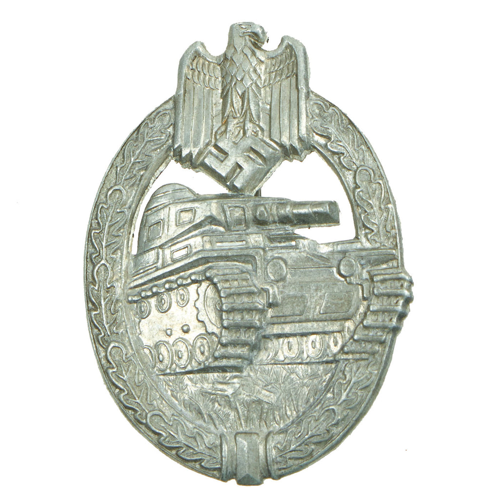Original German WWII Panzer Assault Tank Badge Silver Grade by Hermann Aurich - Unissued Original Items