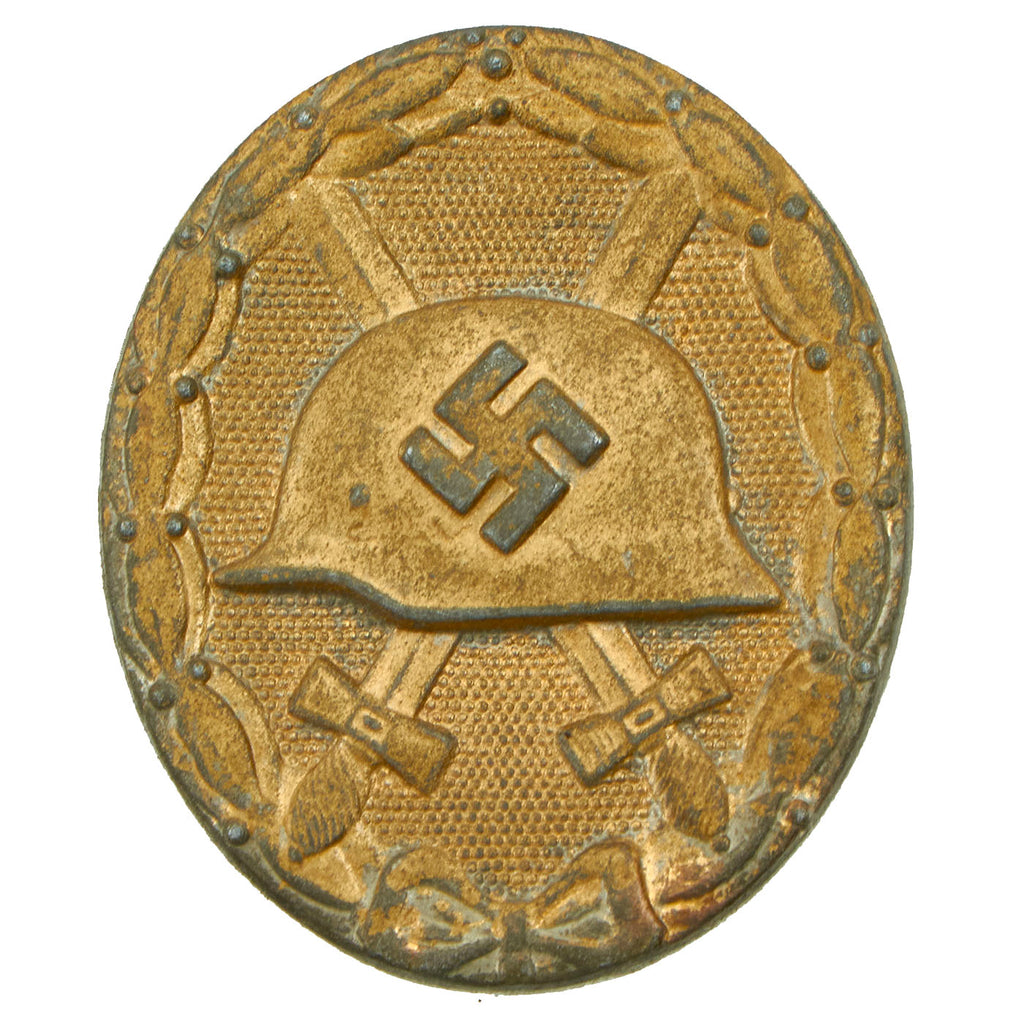 Original German WWII Gold 1st Class Wound Badge Tombac Solid Back by Eugen Schmidhäussler, Pforzheim Original Items