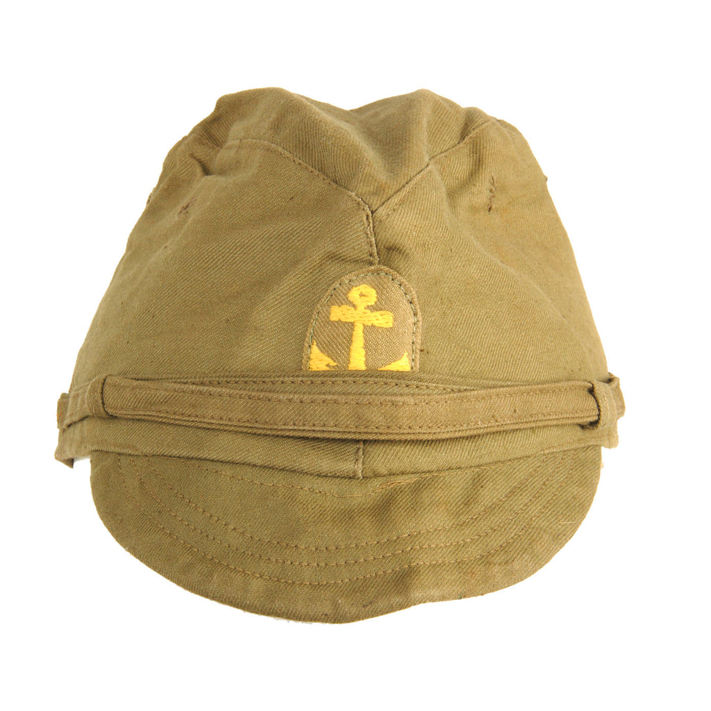 Original Japanese WWII Naval Landing Forces Officer Cotton Forage Cap dated 1944 - SNLF Original Items