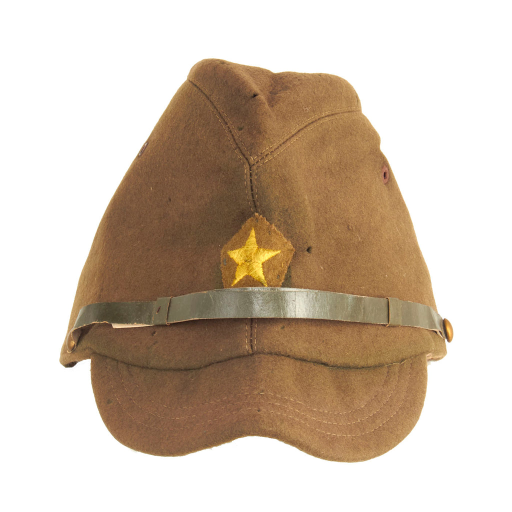 Original Japanese WWII Officer Wool Forage Cap with Kanji Ink Stamps Original Items