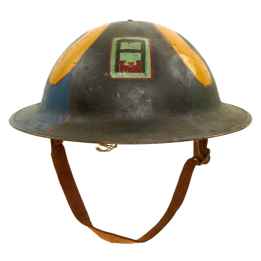 Original U.S. WWI M1917 First Army Engineers Camouflage Doughboy Helmet with Liner & Chinstrap Original Items