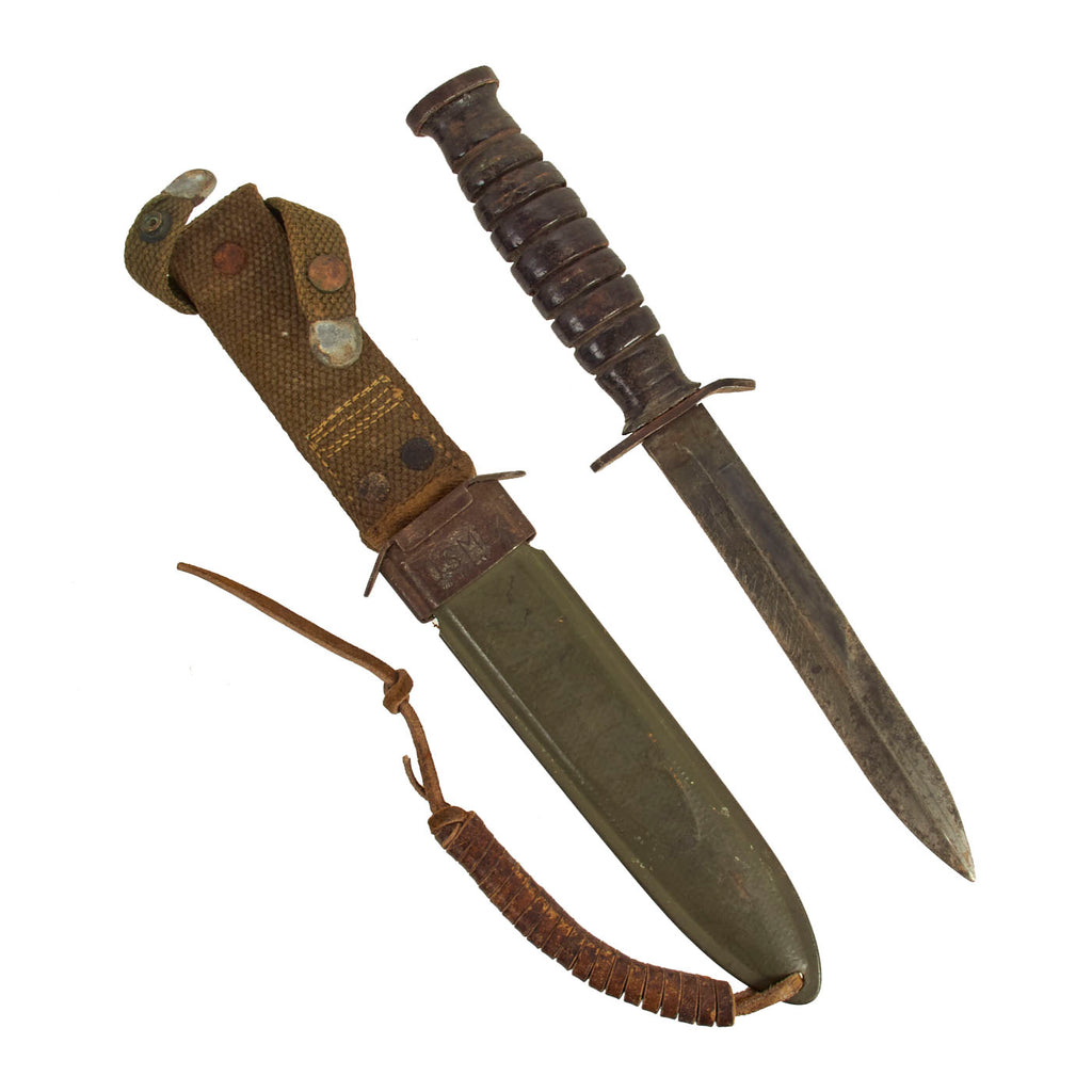 Original U.S. WWII M3 Fighting Knife by UTICA Cutlery with Updated M8 Scabbard Original Items