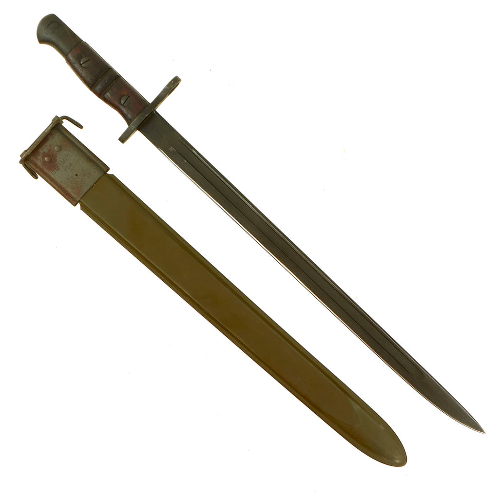 Original U.S. WWI M1917 Enfield British P1913 Overstamp Bayonet by Remington with M1917 Trench Gun Fiberglass Scabbard Original Items