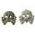 Original German WWII Set of Two Panzer "Danziger" Style "Death's Head" Collar Tab Emblems - Totenkopf Original Items