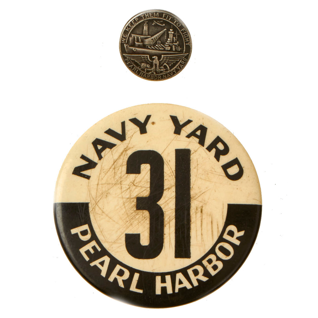 Original U.S. WWII Pearl Harbor Navy Yard Button Set - 2 Items Original Items