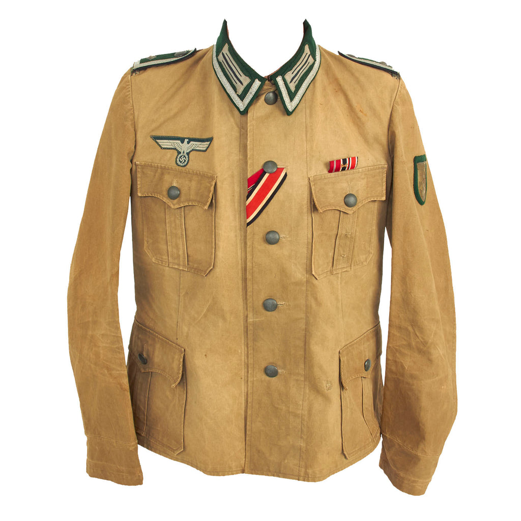 DRAFT Original German WWII Heer Army Summer Tunic With Krim Shield and Ribbon Bar Original Items