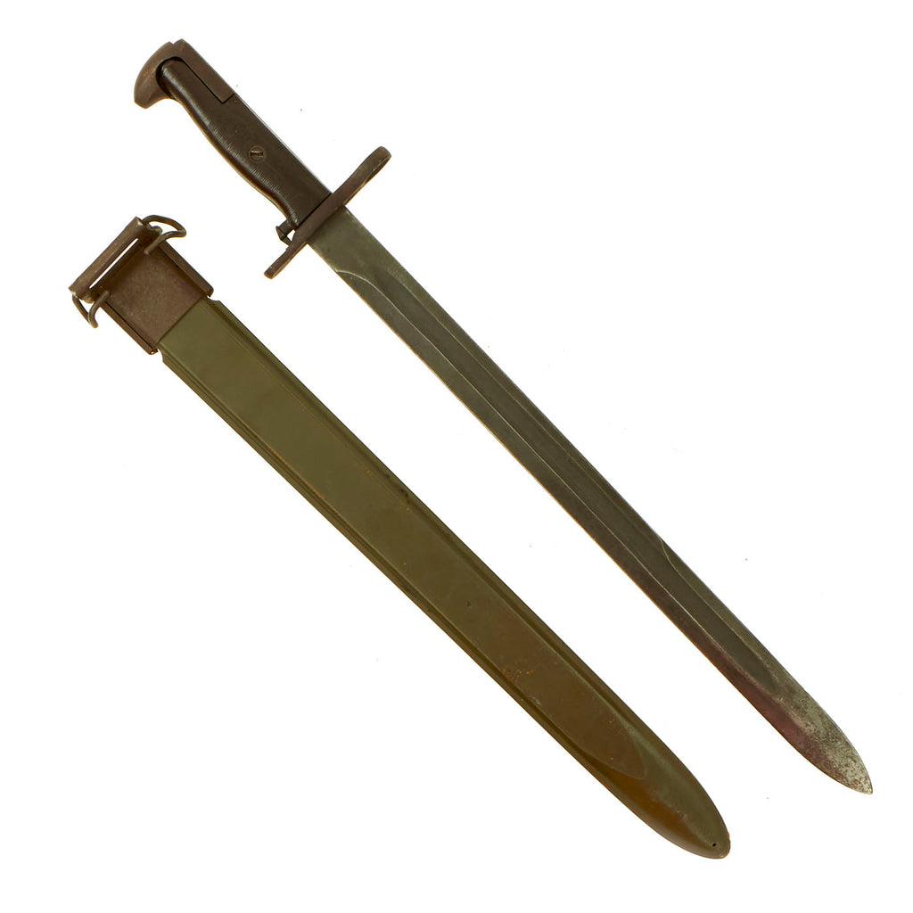 Original U.S. WWII M1942 Garand 16" Bayonet by American Fork & Hoe with Rare “CAB” M3 Scabbard - dated 1942 Original Items