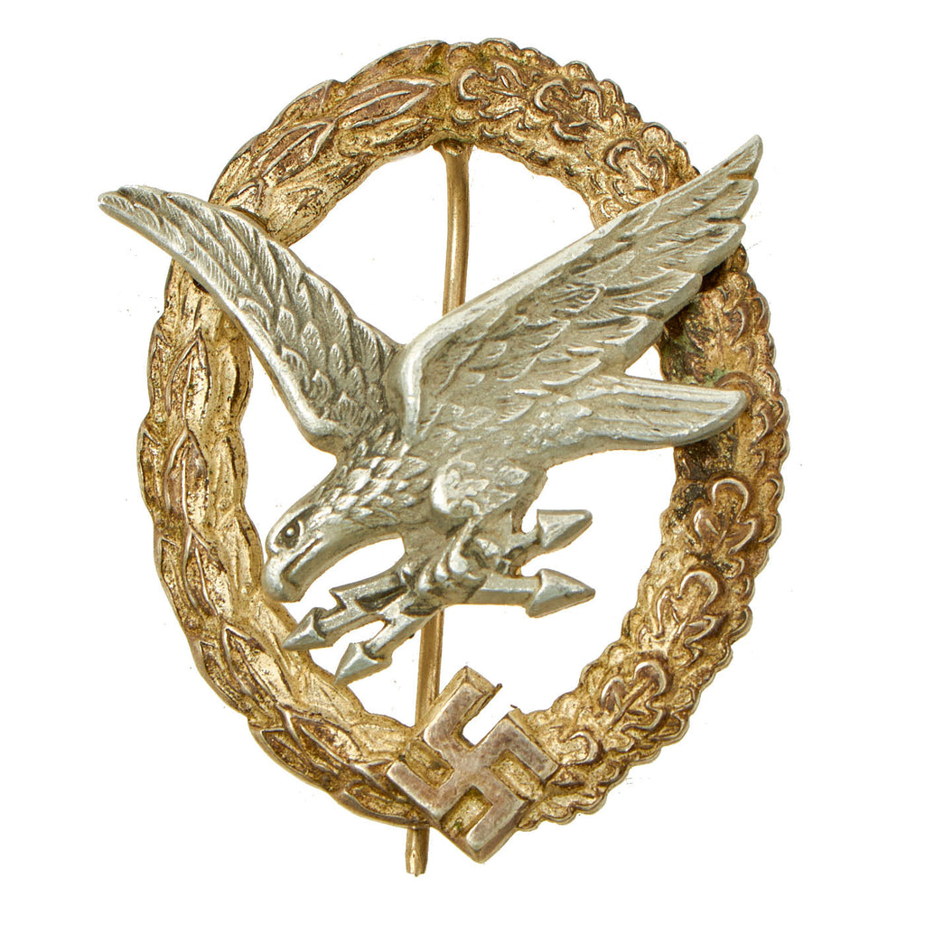 Original German WWII Luftwaffe Radio Operator & Air Gunner Badge attributed to Friedrich Linden of Lüdenscheid Original Items