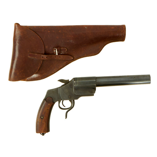 Original Belgian WWI / WWII Model 1894 “Hebel” Signal Flare Pistol by A. Francotte With Leather Holster Original Items