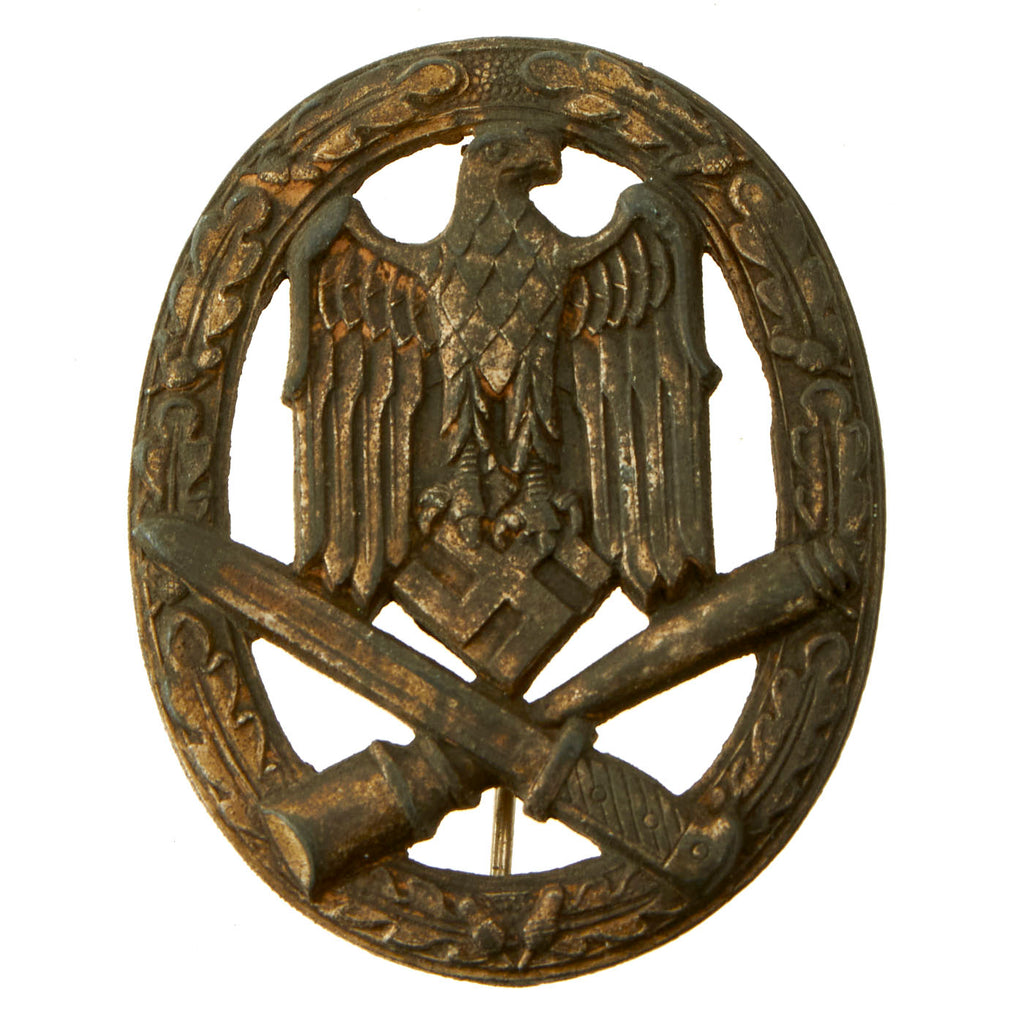 Original German WWII Silver Grade General Assault Badge - Dish Back Version Original Items