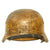 Original German WWII Possible Afrikakorps Camouflage M35 Helmet Shell with Post War Liner & Chinstrap - Stamped ET64 Original Items