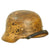 Original German WWII Possible Afrikakorps Camouflage M35 Helmet Shell with Post War Liner & Chinstrap - Stamped ET64 Original Items