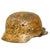 Original German WWII Possible Afrikakorps Camouflage M35 Helmet Shell with Post War Liner & Chinstrap - Stamped ET64 Original Items