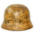 Original German WWII Possible Afrikakorps Camouflage M35 Helmet Shell with Post War Liner & Chinstrap - Stamped ET64 Original Items