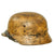 Original German WWII Possible Afrikakorps Camouflage M35 Helmet Shell with Post War Liner & Chinstrap - Stamped ET64 Original Items