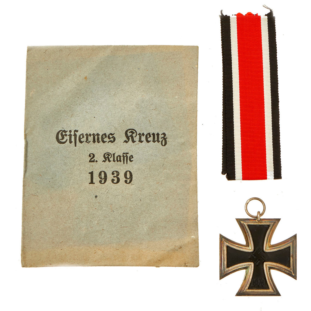 Original German WWII Wehrmacht Iron Cross 2nd Class 1939 with Ribbon in Paper Packet Original Items
