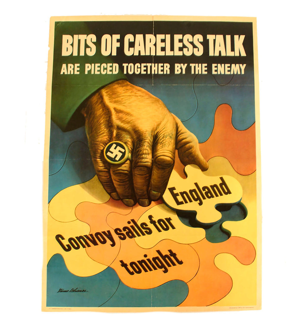 Original U.S. WWII Propaganda Poster - Bits Of Careless Talk Are Pieced Together By The Enemy - 20” x 28” Original Items