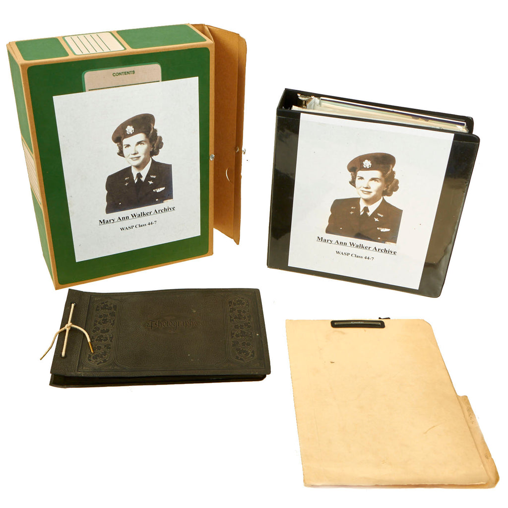 Original U.S. WWII Women Airforce Service Pilots W.A.S.P. Document Heavy Grouping With Photo Album Containing 43 Pictures From WASP Class 44-7 - Mary Ann Walker Original Items