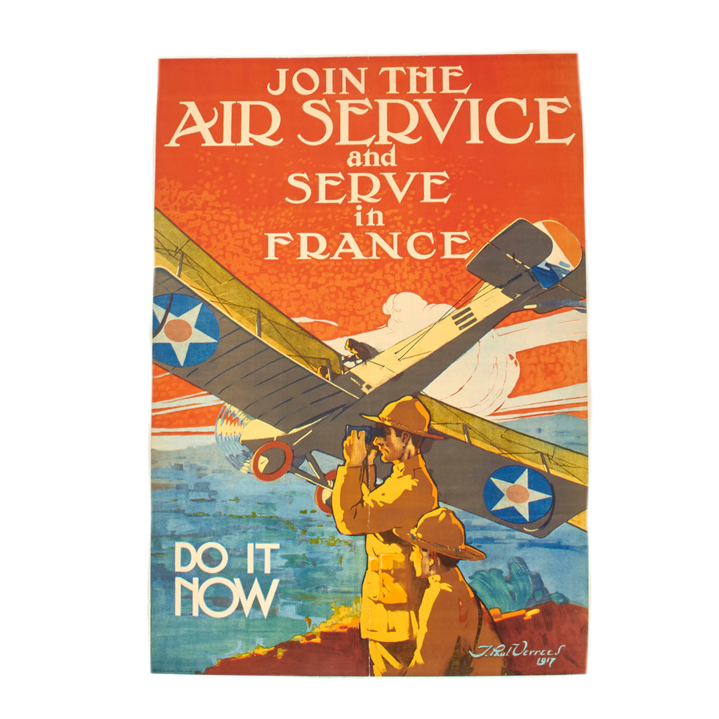 Original U.S. WWI US Air Service Recruitment Poster - 37” x 25” Original Items