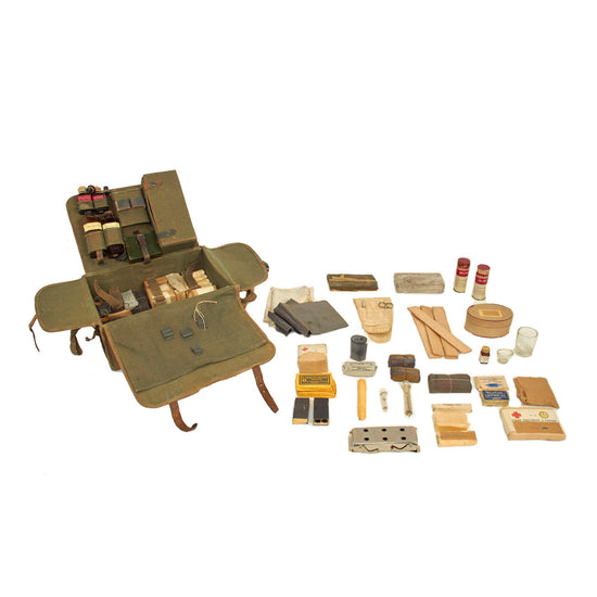 Original Italy WWII Bersaglieri Light Infantry Motorcycle Mounted Medical Kit Filled With Contents Original Items