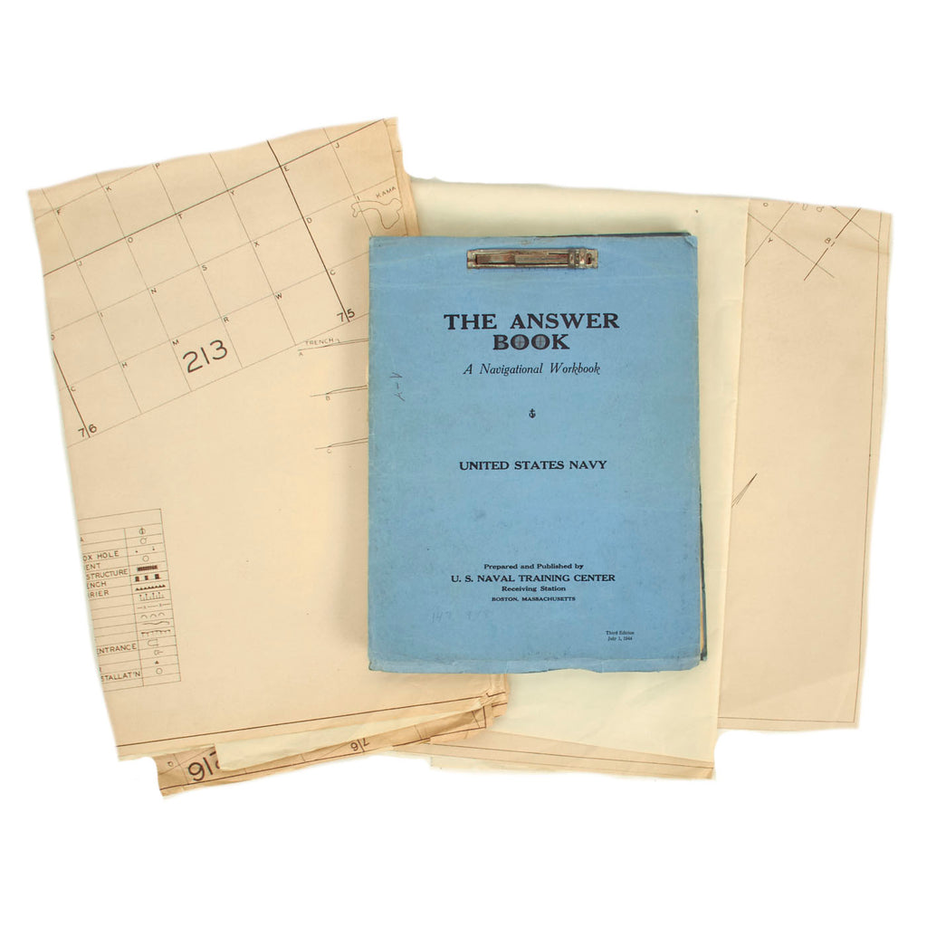 Original U.S. WWII US Navy Iwo Jima Southwestern and Southeastern Beach Reconnaissance Maps With Navigation Workbook - 3 Items Original Items