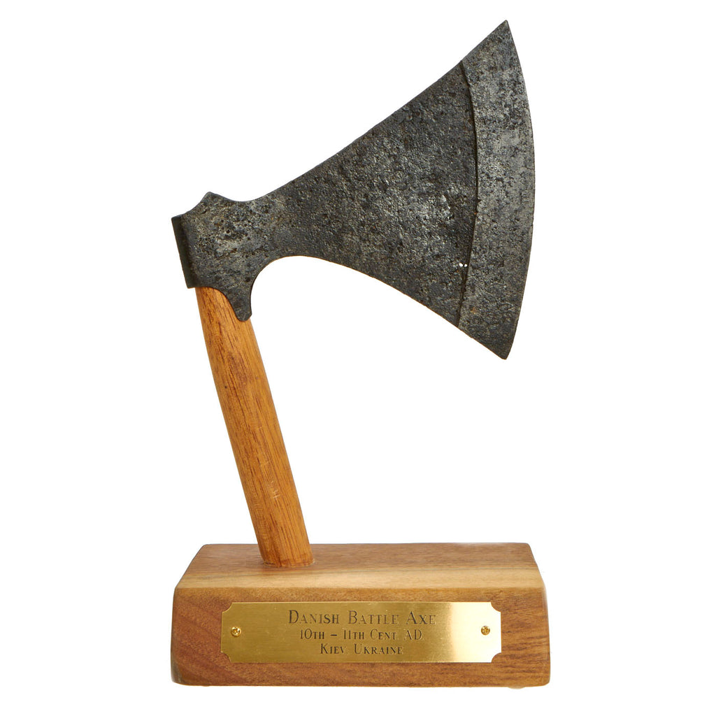 Original 10th - 11th Century Dane Viking Battle Axe Head With Display Stand - Excavated in Kyiv, Ukraine Original Items