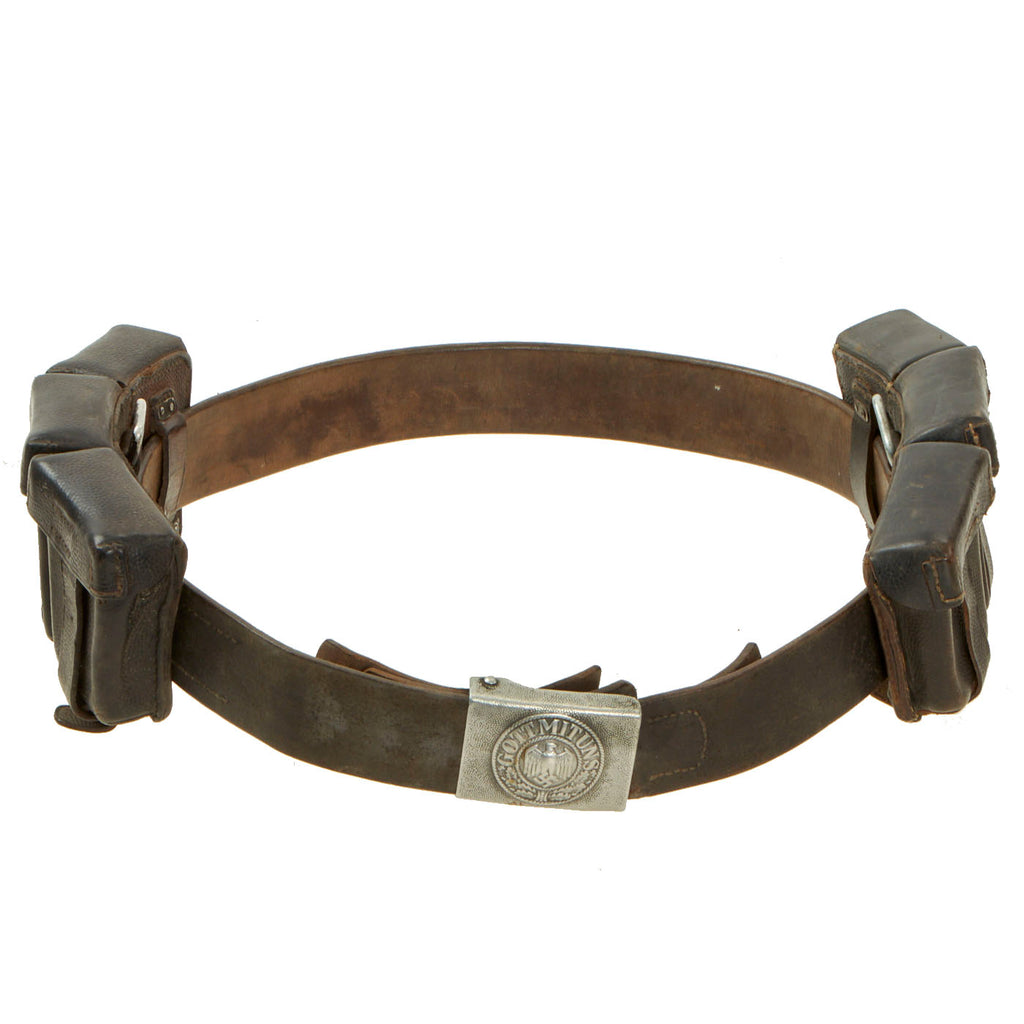 Original German WWII Army (Heer) Belt, Buckle, and K98 Ammunition Pouches Original Items