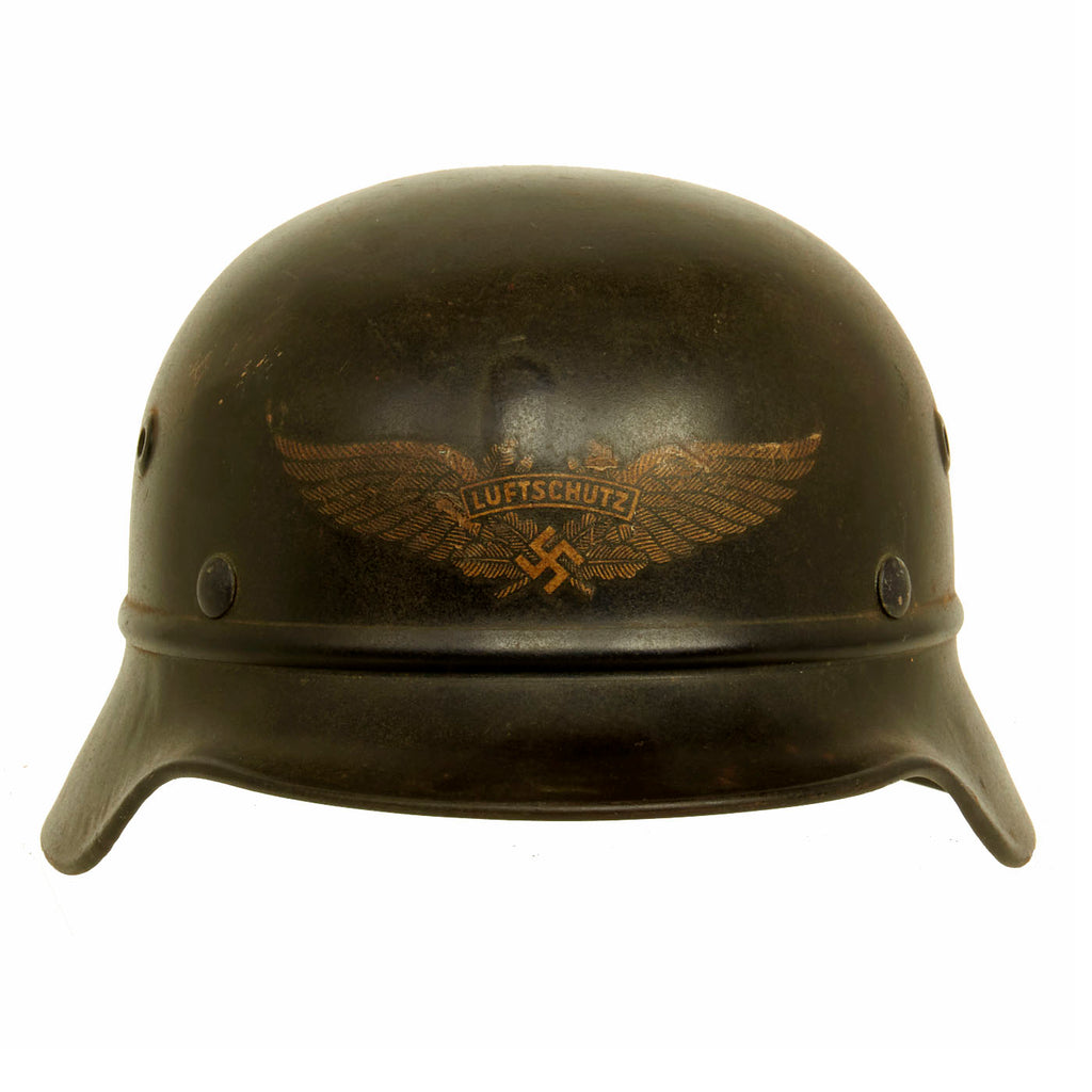 Original German WWII Luftschutz Civil Air Defense Beaded M40 Helmet with Liner by Qusit - Shell Size 64 - Q64 Original Items
