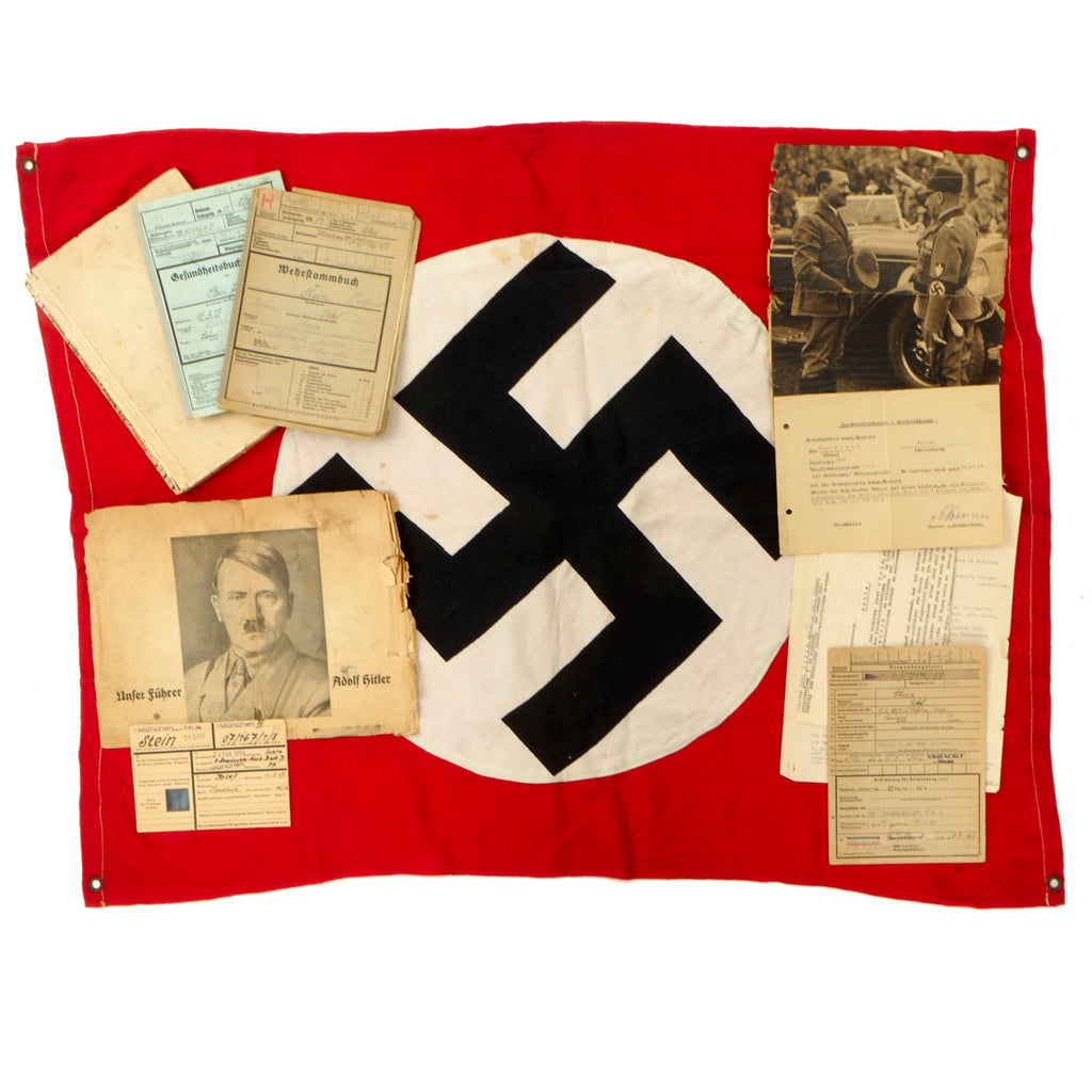 Original German WWII Document and Vehicle ID Flag Grouping from German Driver Josef Stein Original Items