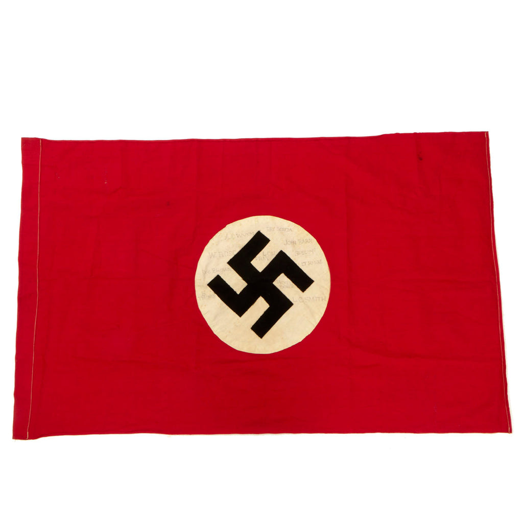 Original German WWII USGI Captured and Signed Wehrmacht Heer Army Camp Flag - 28" x 43" Original Items