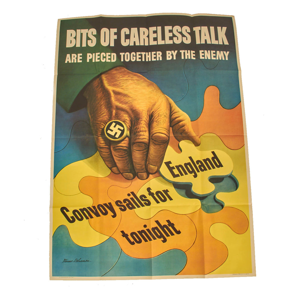 Original U.S. WWII Propaganda Poster - Bits Of Careless Talk Are Pieced Together By The Enemy - 40” x 28” Original Items