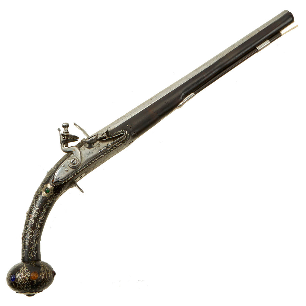 Original 18th Century Italian Decorated Ball Butt Pistol by Rossi for the Mediterranean Market - circa 1740 Original Items