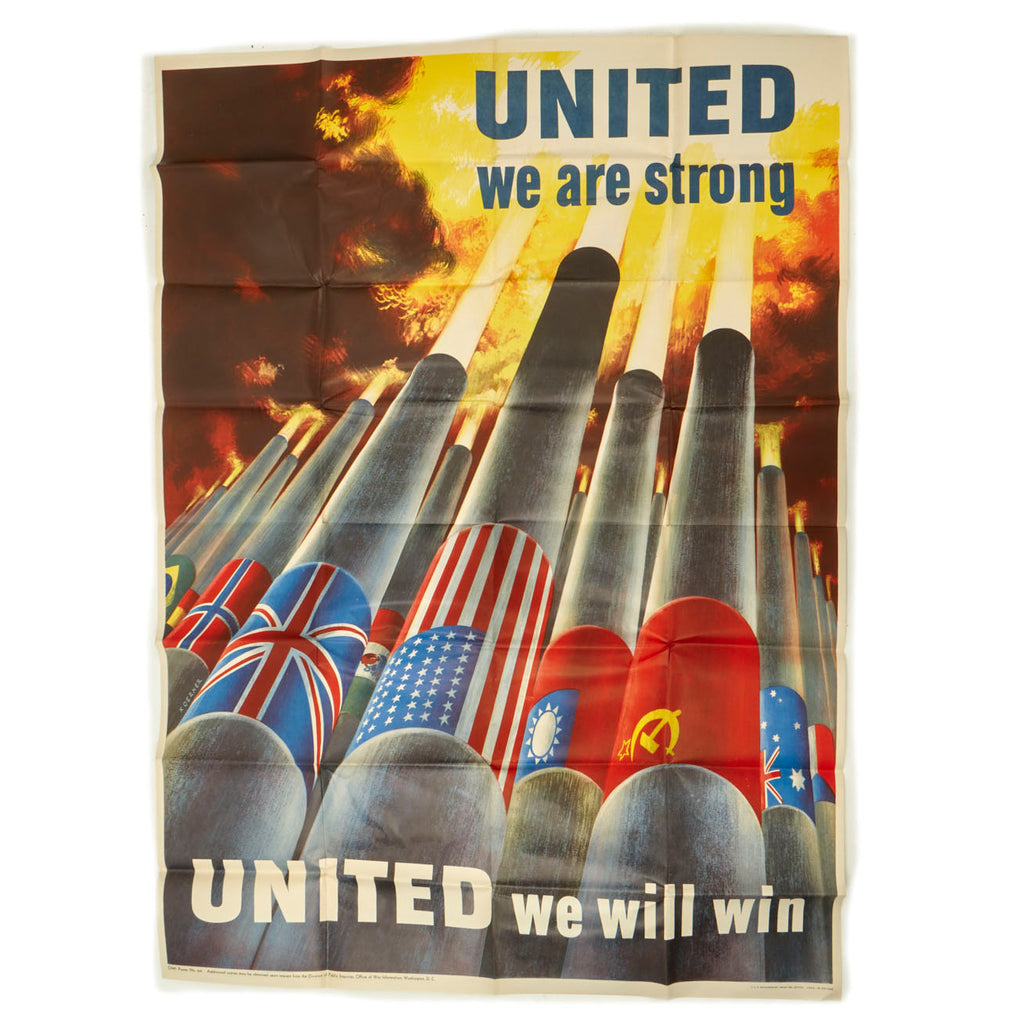 Original U.S. WWII United we are strong United we will win Extra Large Poster - OWI Poster No. 64 - 55” x 40” Original Items