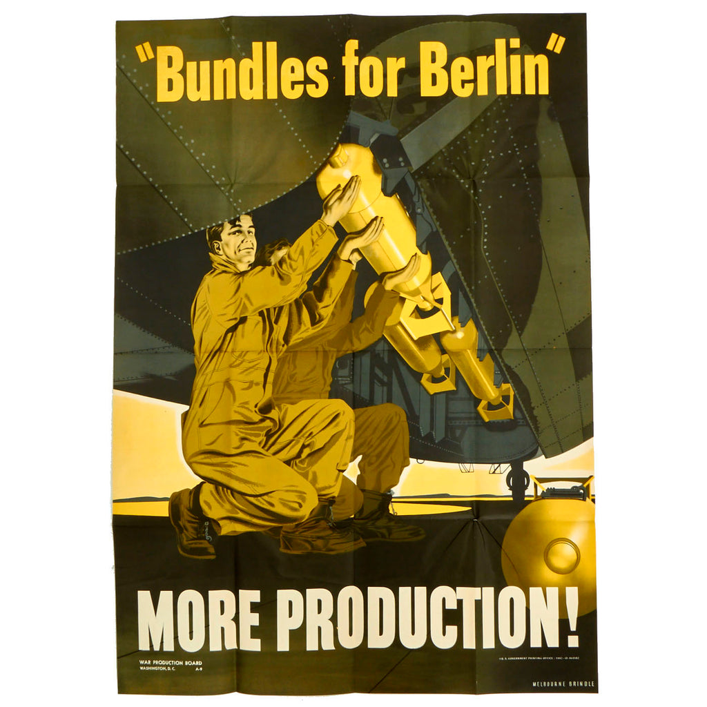Original U.S. WWII War Production Board Propaganda Poster “Bundles For Berlin” - 40” x 28” Original Items