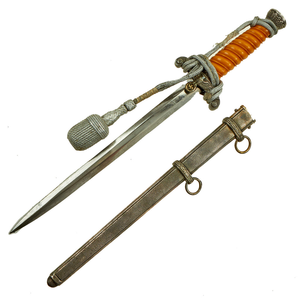 Original German WWII Early Army Heer Officer Dagger by Gebrüder Heller with Scabbard and Portepee Original Items