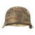 Original German WWII M42 Helmet with Textured Summer Camouflage Paint and Remnants of Winter Whitewash- Complete with Liner and Chinstrap Original Items