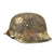Original German WWII M42 Helmet with Textured Summer Camouflage Paint and Remnants of Winter Whitewash- Complete with Liner and Chinstrap Original Items
