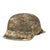 Original German WWII M42 Helmet with Textured Summer Camouflage Paint and Remnants of Winter Whitewash- Complete with Liner and Chinstrap Original Items