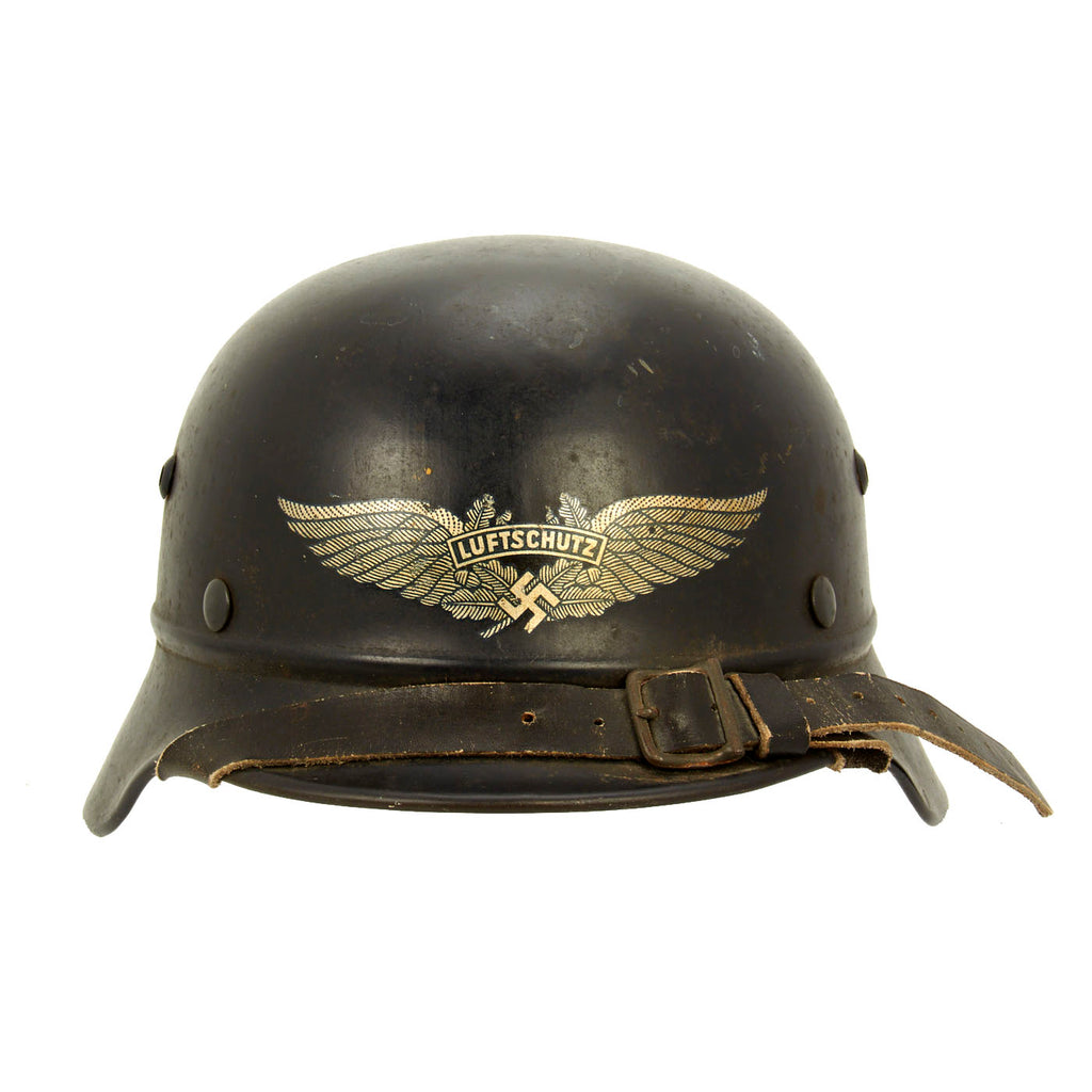 Original German WWII Luftschutz Civil Air Defense Beaded M35 Helmet marked EF64 Original Items