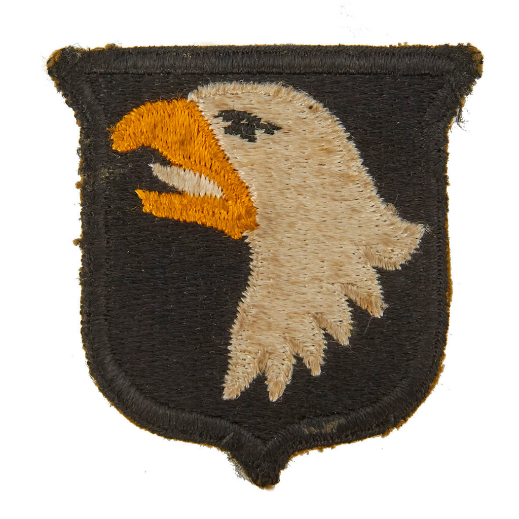 Original U.S. WWII Rare 101st Airborne Division White Tongue Patch with Green Back - Type 6 Original Items