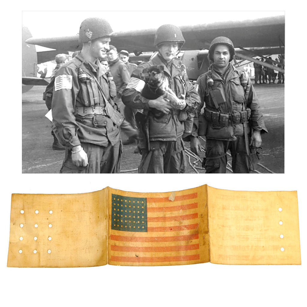 Original U.S. WWII Paratrooper D-Day Invasion American Flag Oilcloth Armband Original Items